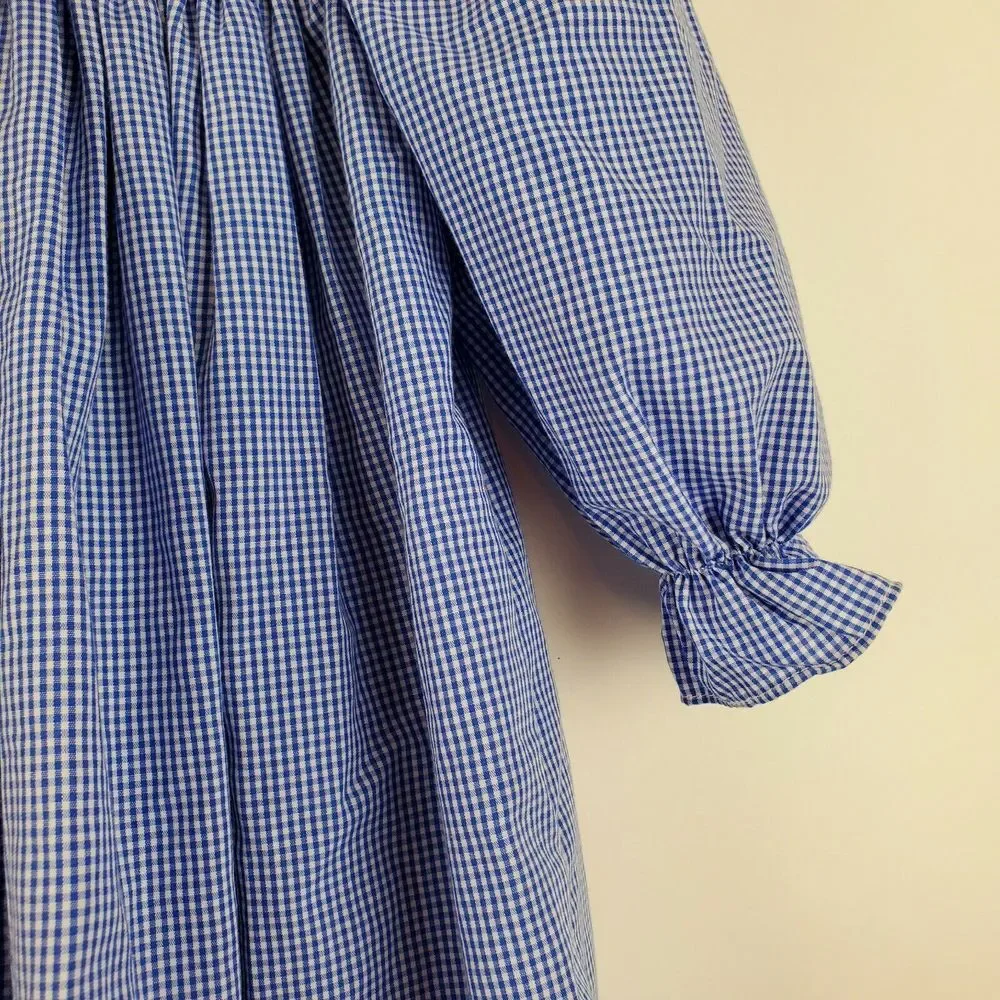 Amanda Remembered Blue Gingham Handmade Dress 2T Embroidered Collar GUC‎